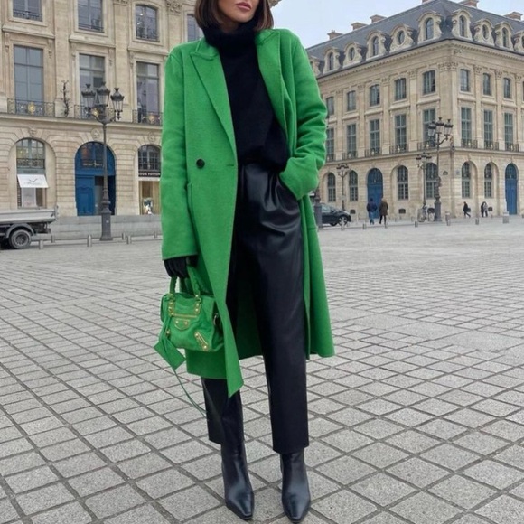 NEW Zara soft wool blend coat green - Picture 4 of 12